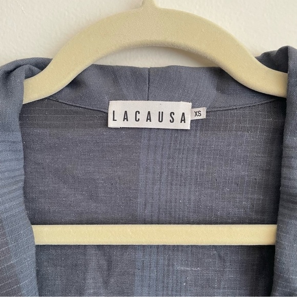 LACAUSA Rooney Blazer jacket hemp plaid artsy lagenlook powder blue indie clean - Picture 5 of 15